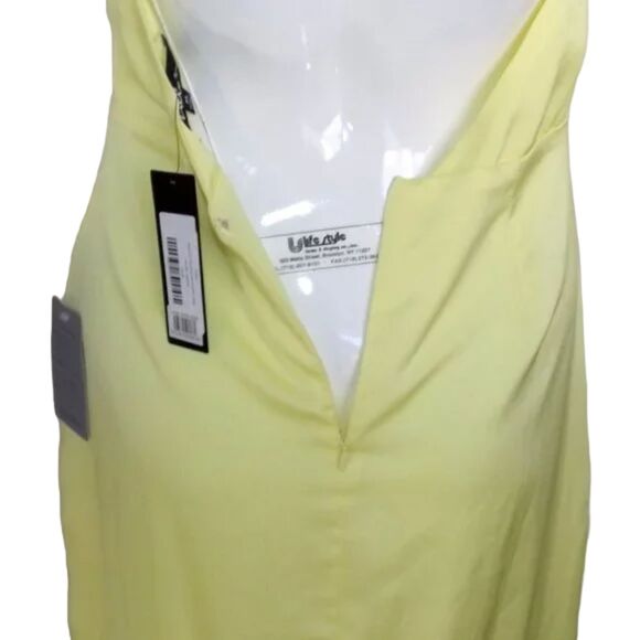 new LULUS Midi Dress, M, Yellow, Open Back, Halter/Buttons, Single vent - Picture 8 of 15